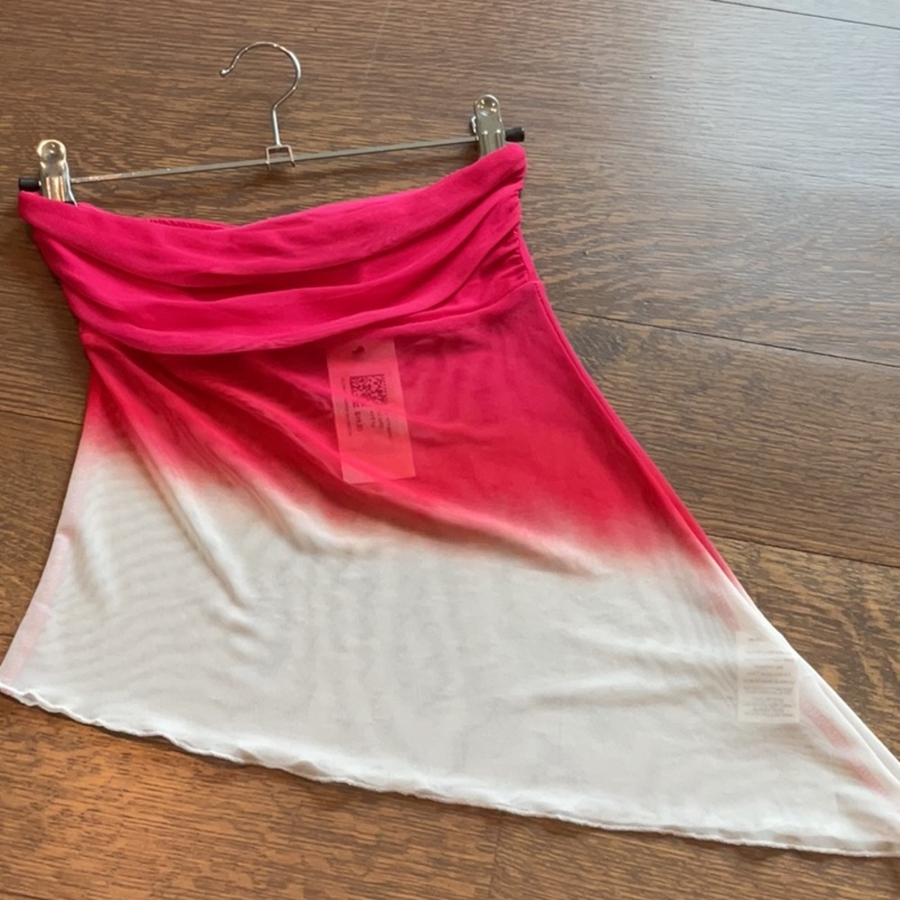 Pink and White Ombre Strapless Top